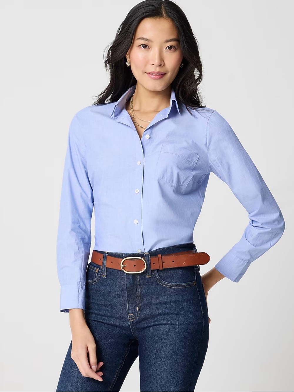 J. Crew Factory Blue Signature-fit button-up shirt in end-on-end cotton Size XL